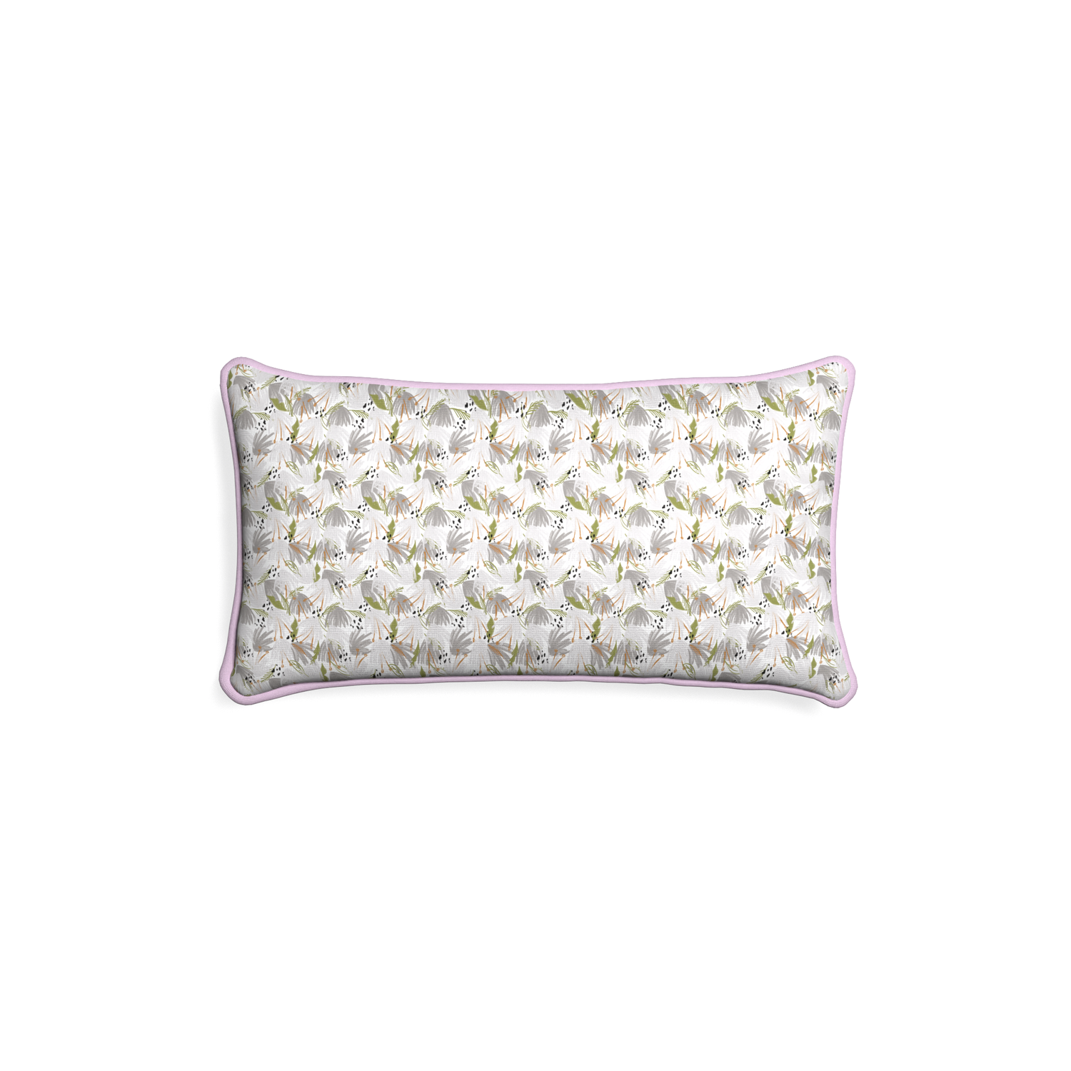 Petite-lumbar eden grey custom grey floralpillow with l piping on white background