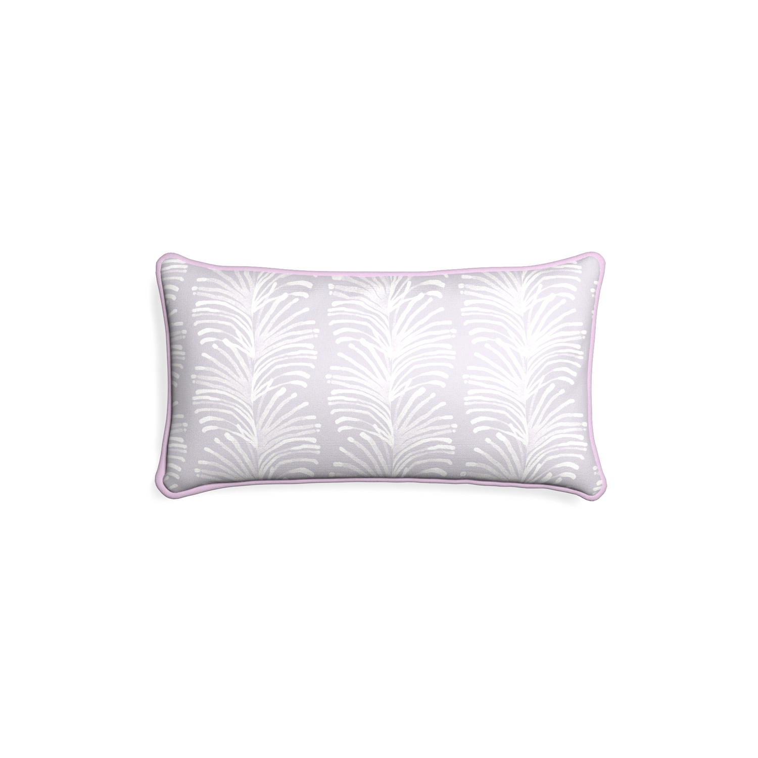 Petite-lumbar emma lavender custom lavender botanical stripepillow with l piping on white background