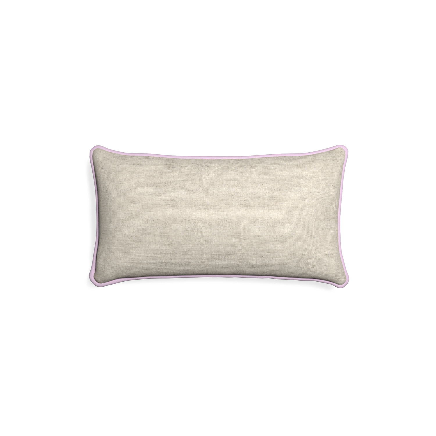 Petite-lumbar oat custom light brownpillow with l piping on white background