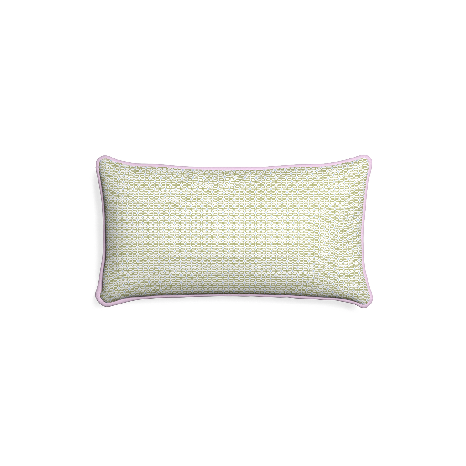 Petite-lumbar loomi moss custom moss green geometricpillow with l piping on white background