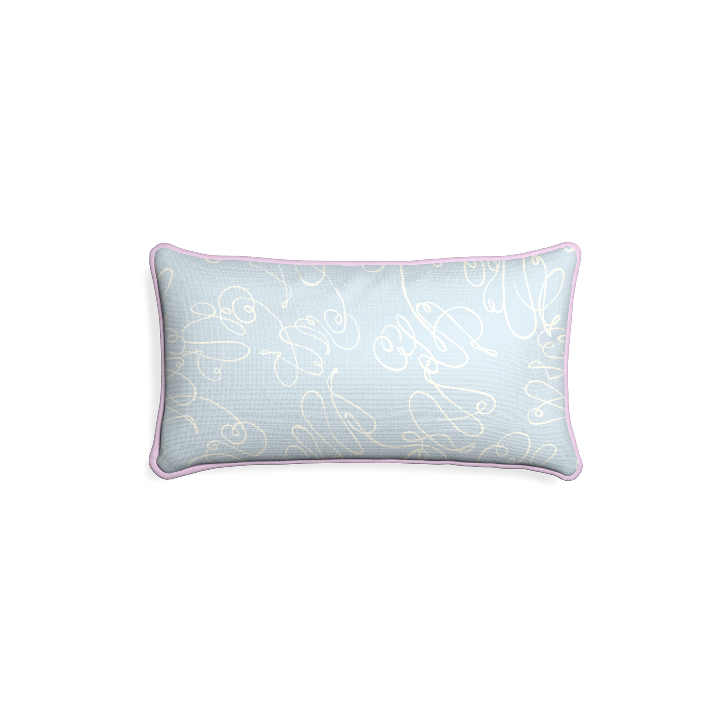 Petite-lumbar mirabella custom powder blue abstractpillow with l piping on white background