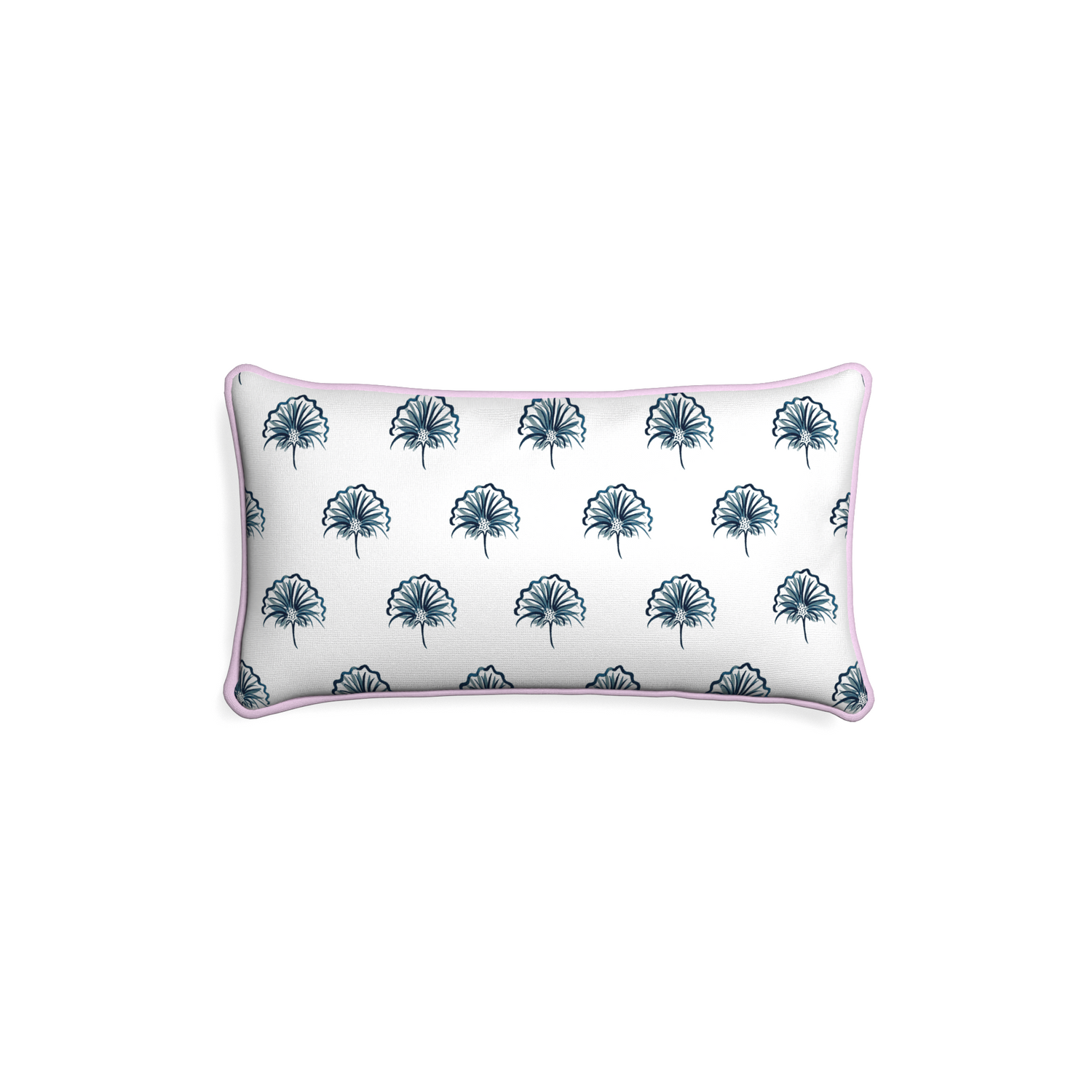 Petite-lumbar penelope midnight custom floral navypillow with l piping on white background