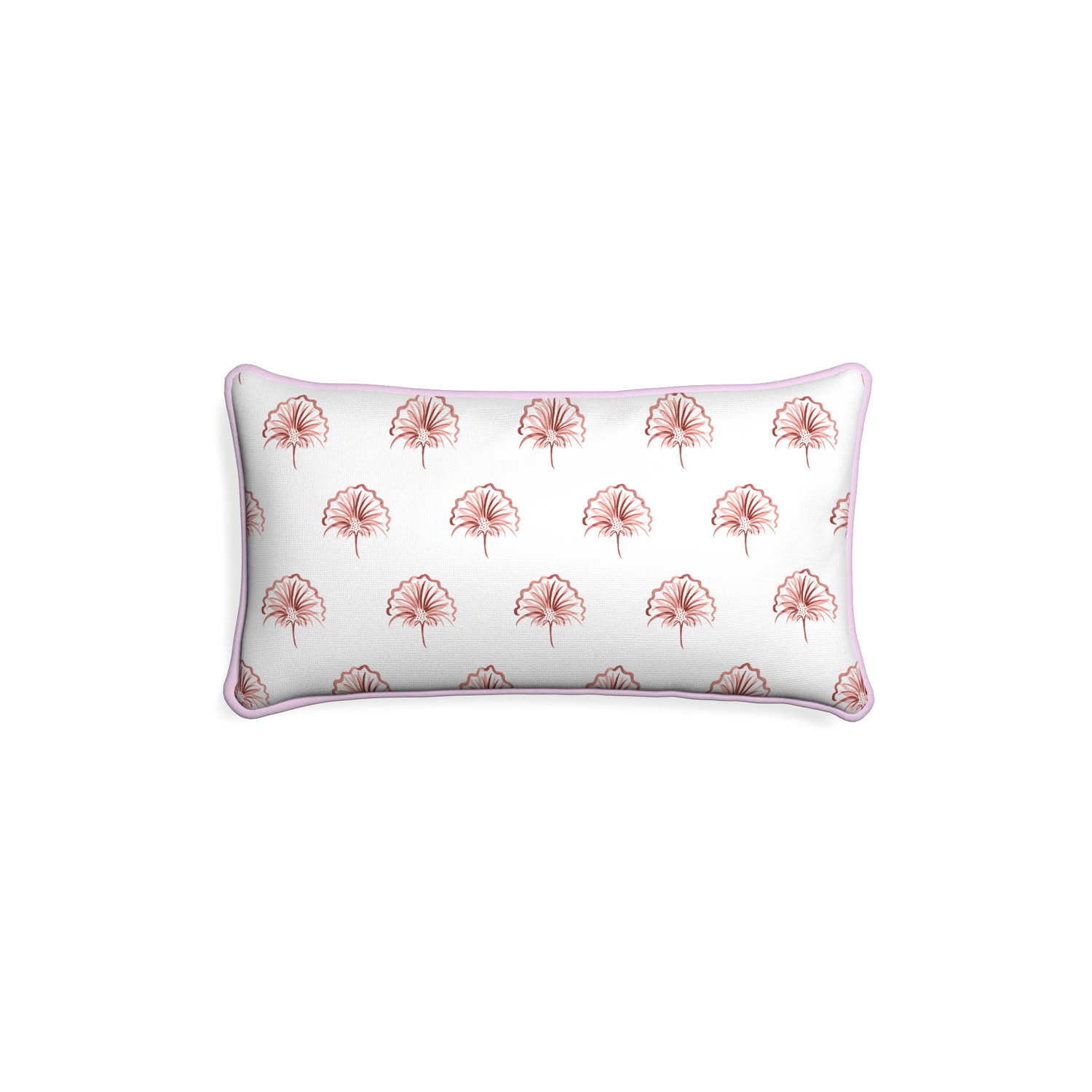 Petite-lumbar penelope rose custom floral pinkpillow with l piping on white background