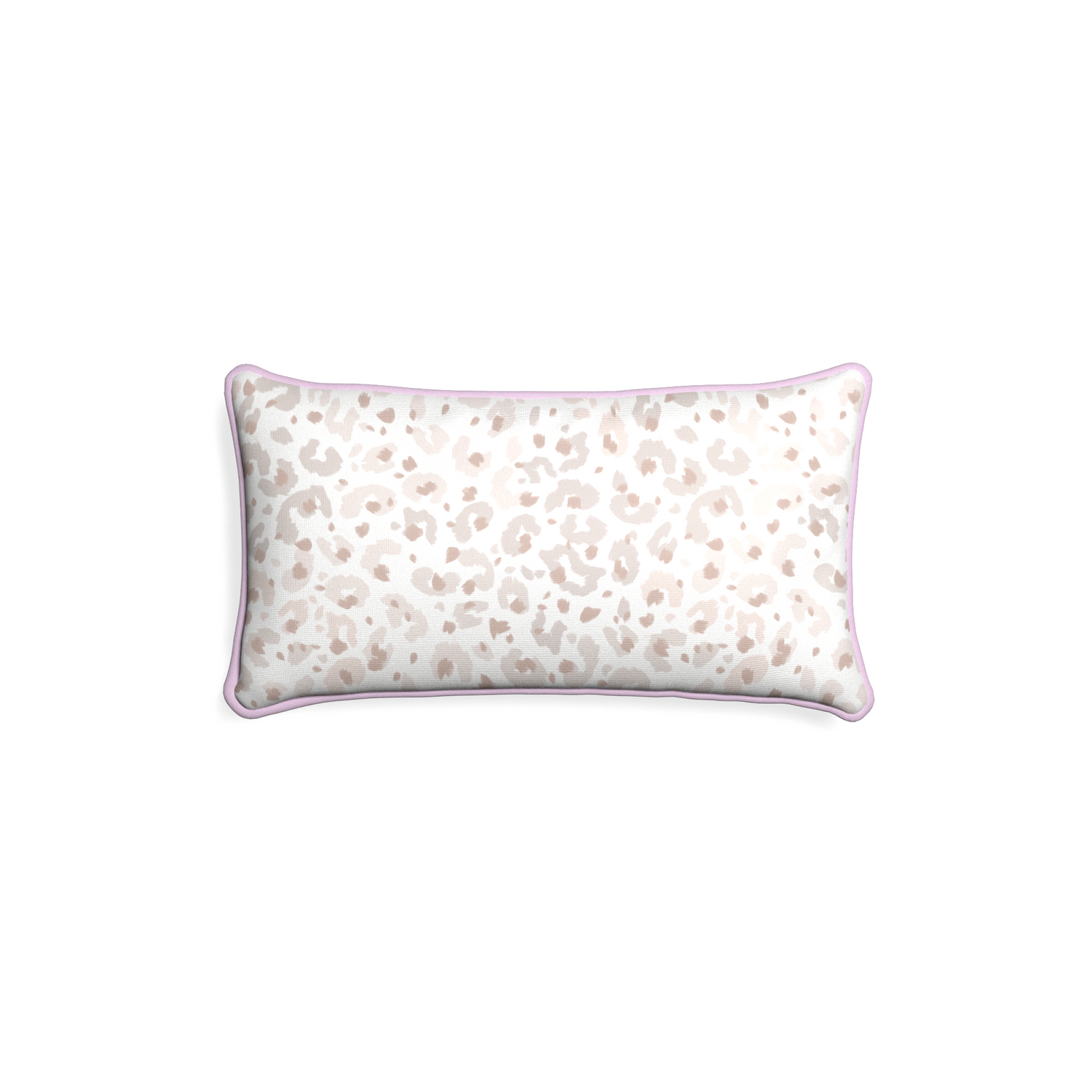 Petite-lumbar rosie custom beige animal printpillow with l piping on white background