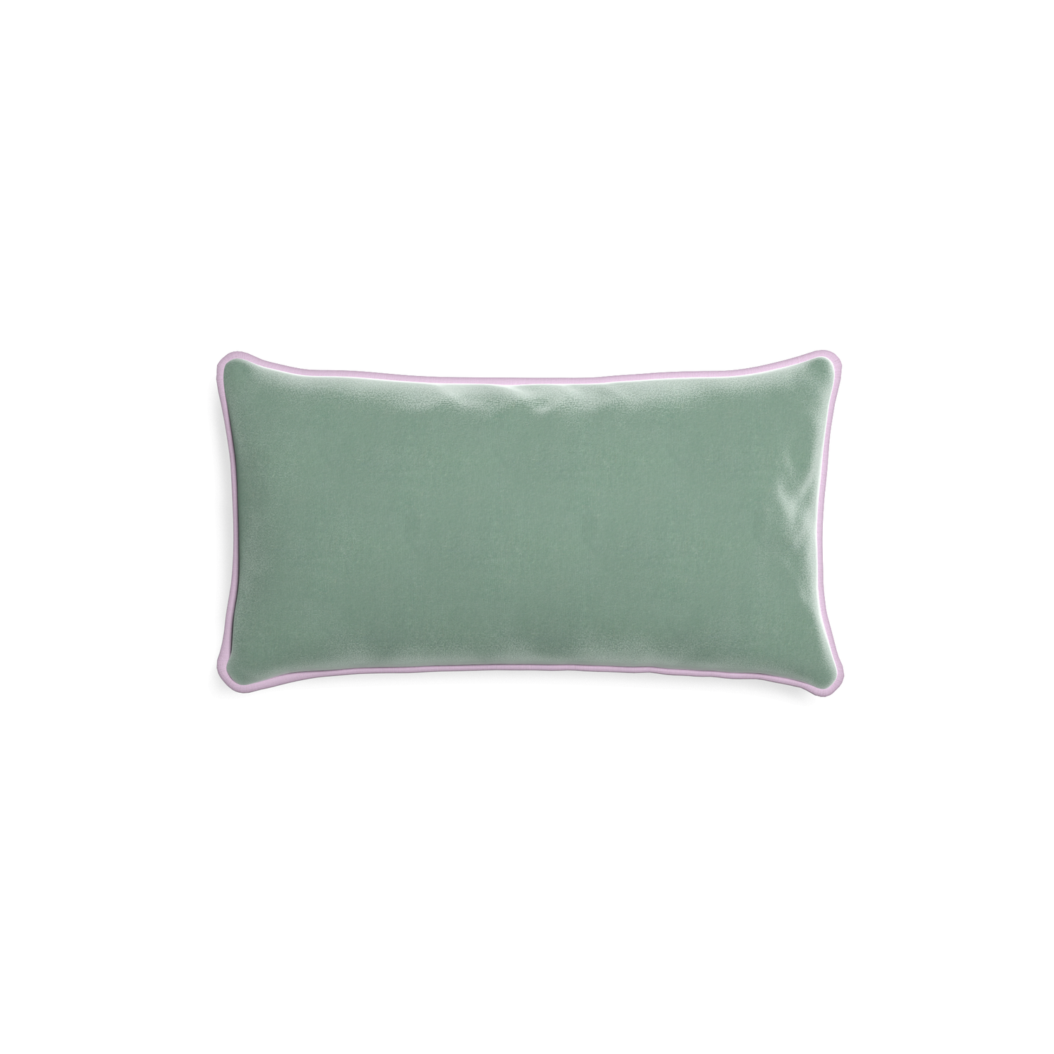 rectangle blue green velvet pillow with lilac piping