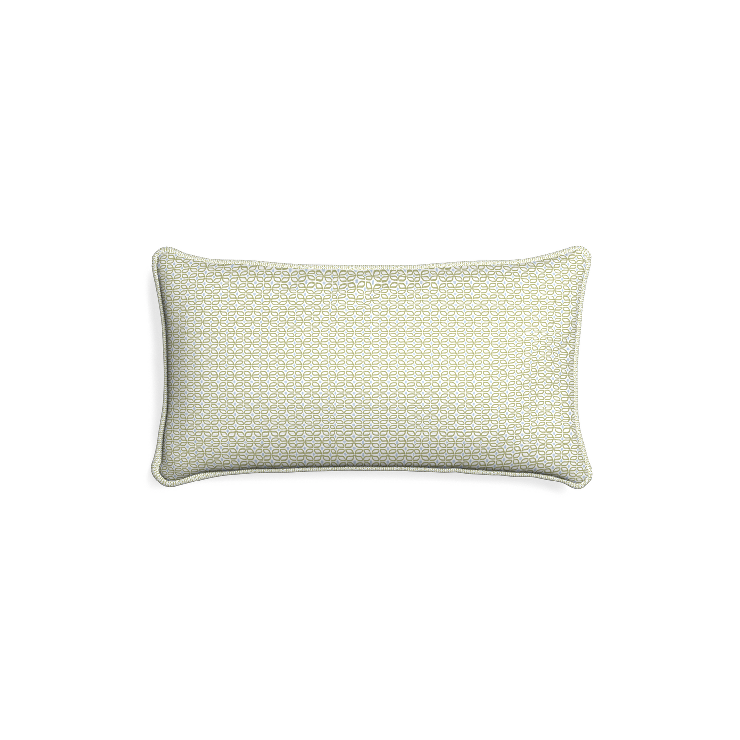 Petite-lumbar loomi moss custom moss green geometricpillow with l piping on white background