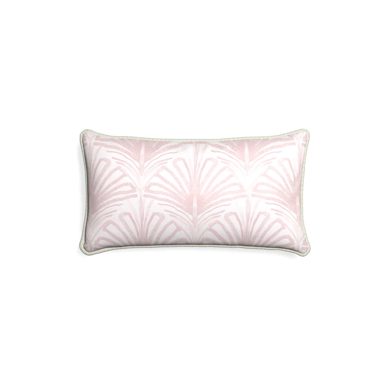 Petite-lumbar suzy rose custom rose pink palmpillow with l piping on white background