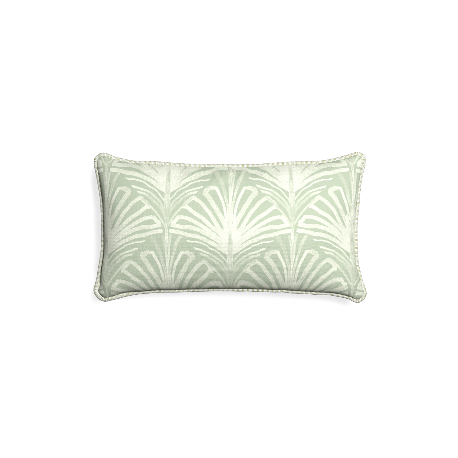 Petite-lumbar suzy sage custom sage green palmpillow with l piping on white background