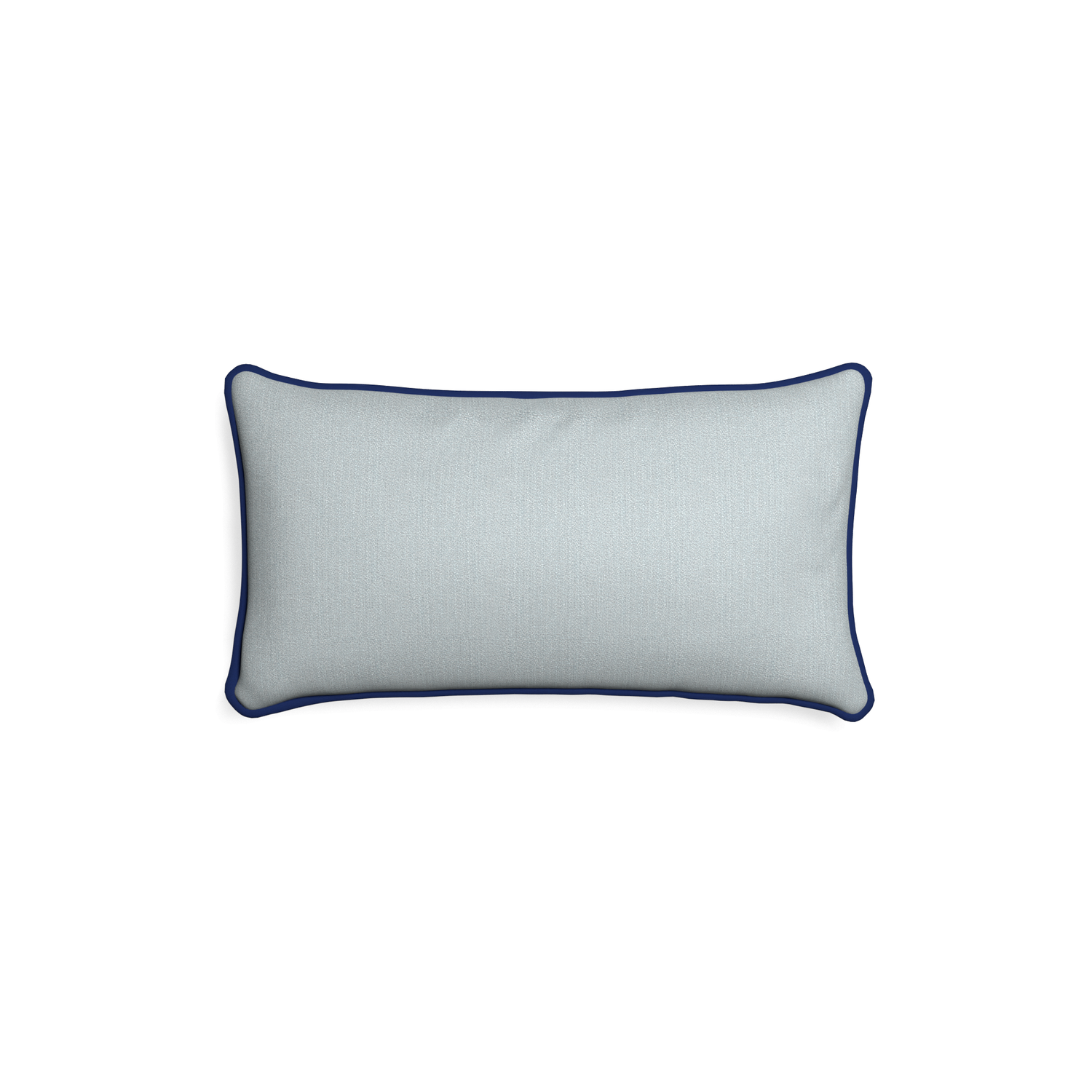 Petite-lumbar sea custom grey bluepillow with midnight piping on white background
