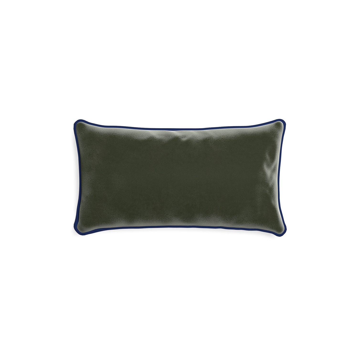rectangle fern green velvet pillow with navy blue piping