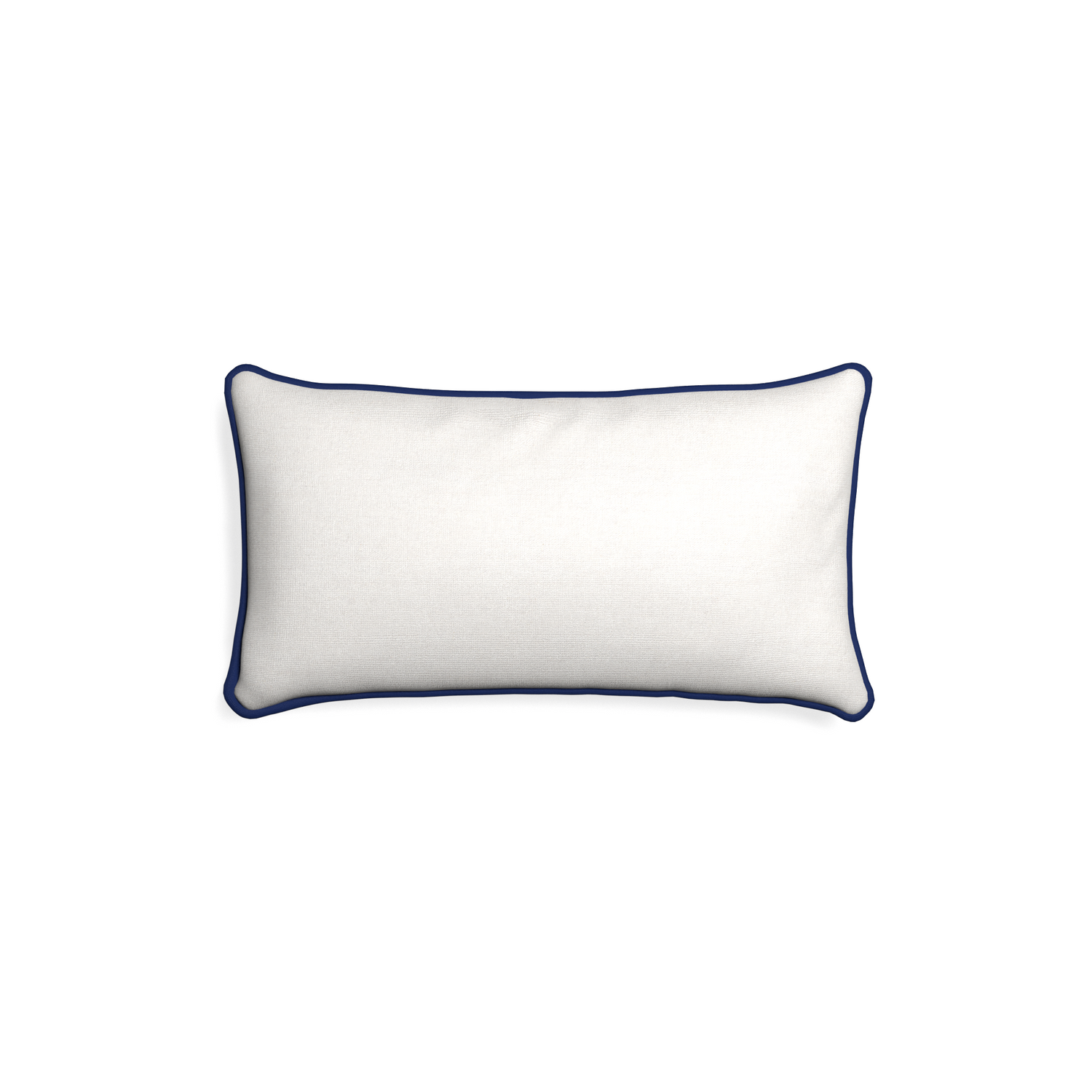 Petite-lumbar flour custom natural whitepillow with midnight piping on white background
