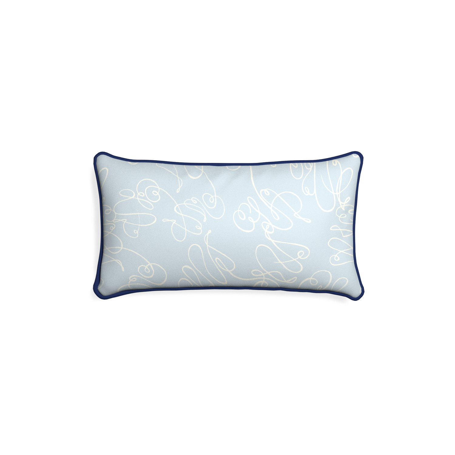 Petite-lumbar mirabella custom powder blue abstractpillow with midnight piping on white background