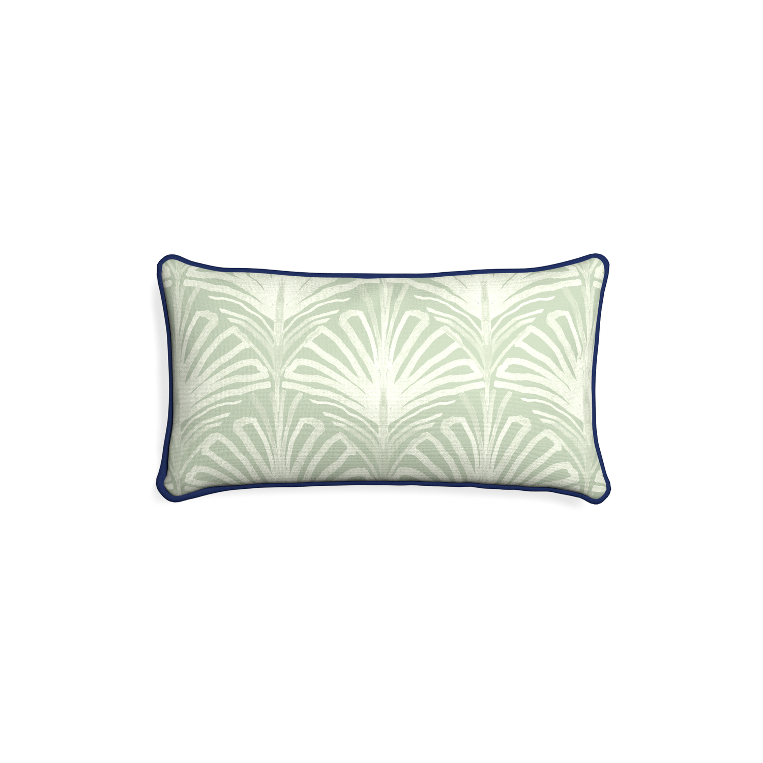 Petite-lumbar suzy sage custom sage green palmpillow with midnight piping on white background
