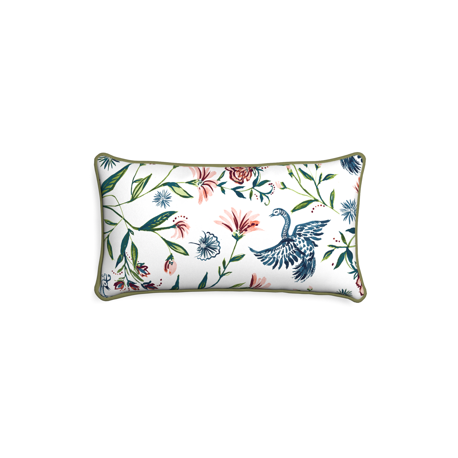 rectangle cream chinoiserie with moss green piping