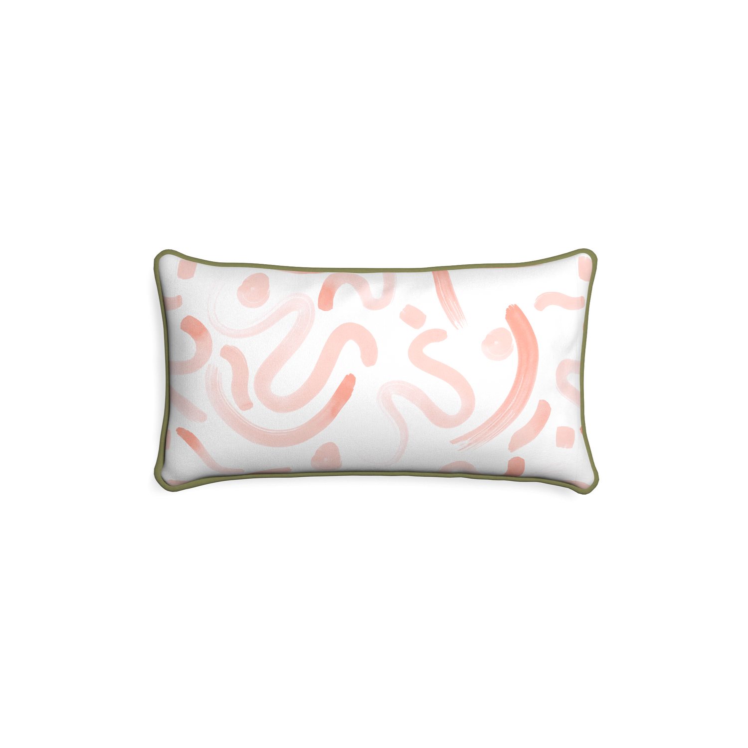 rectangle abstract pink pillow with moss green piping