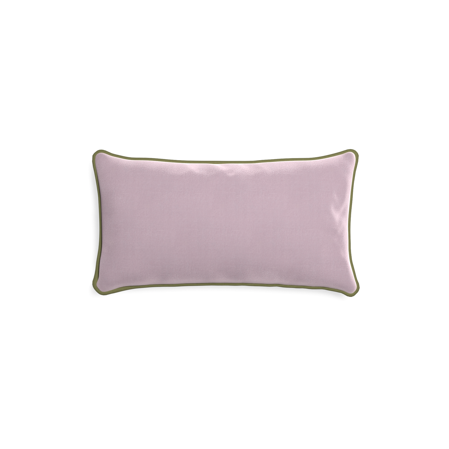 rectangle lilac velvet pillow with moss green piping