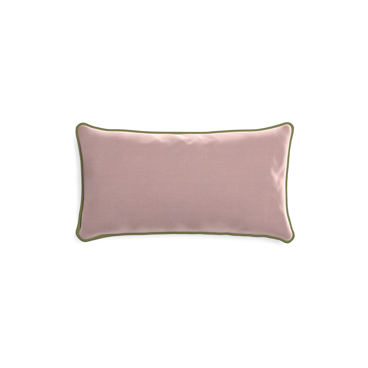 rectangle mauve velvet pillow with moss green piping