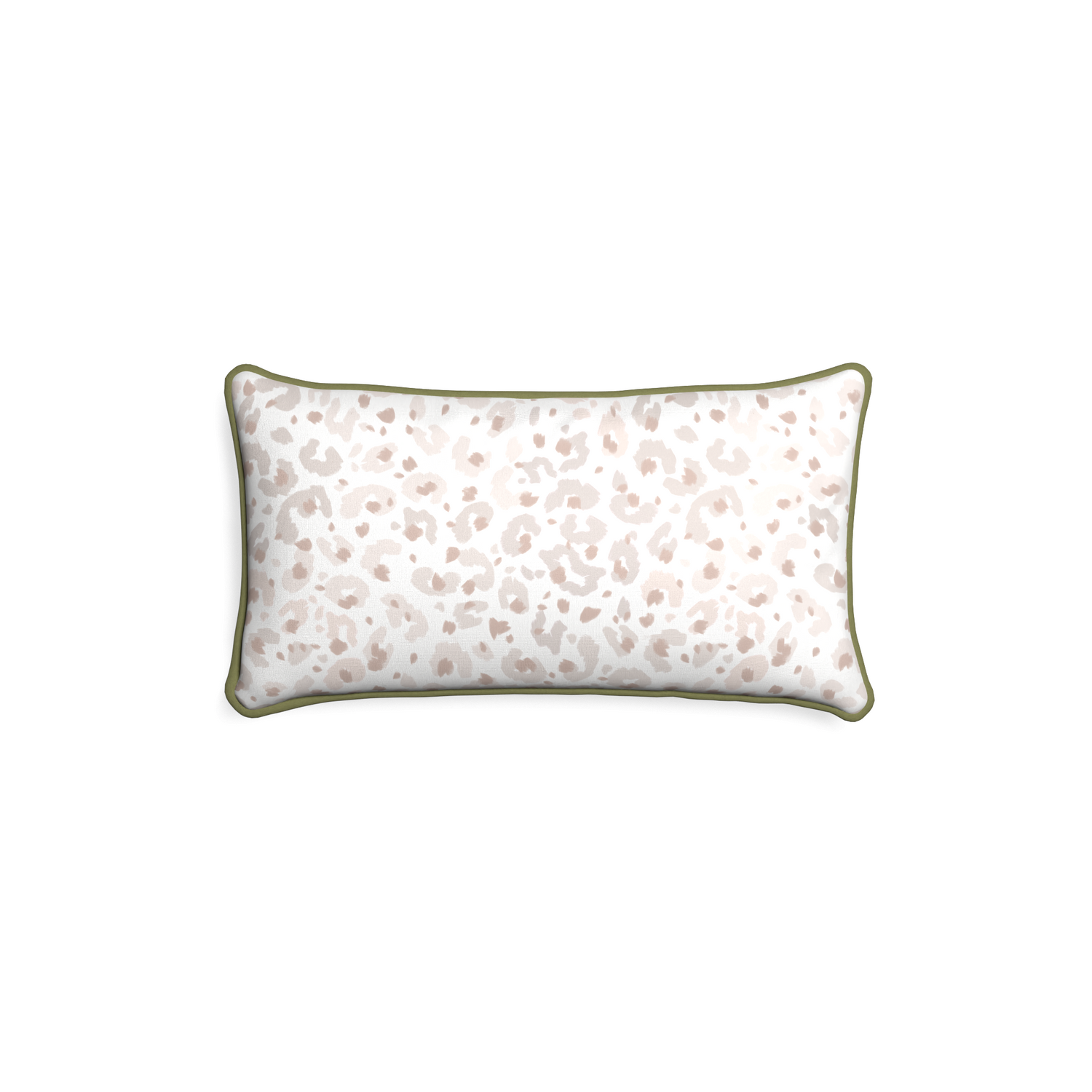 rectangle beige animal print pillow with moss green piping