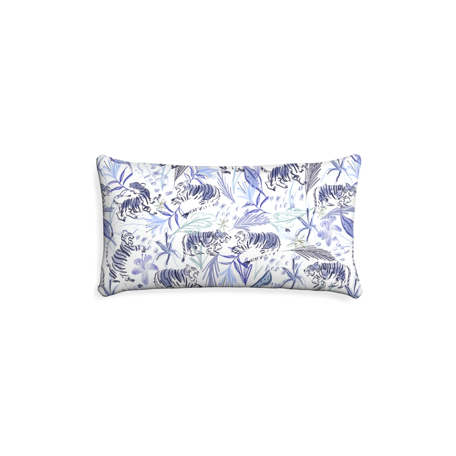 Petite-lumbar frida blue custom blue with intricate tiger designpillow with none on white background