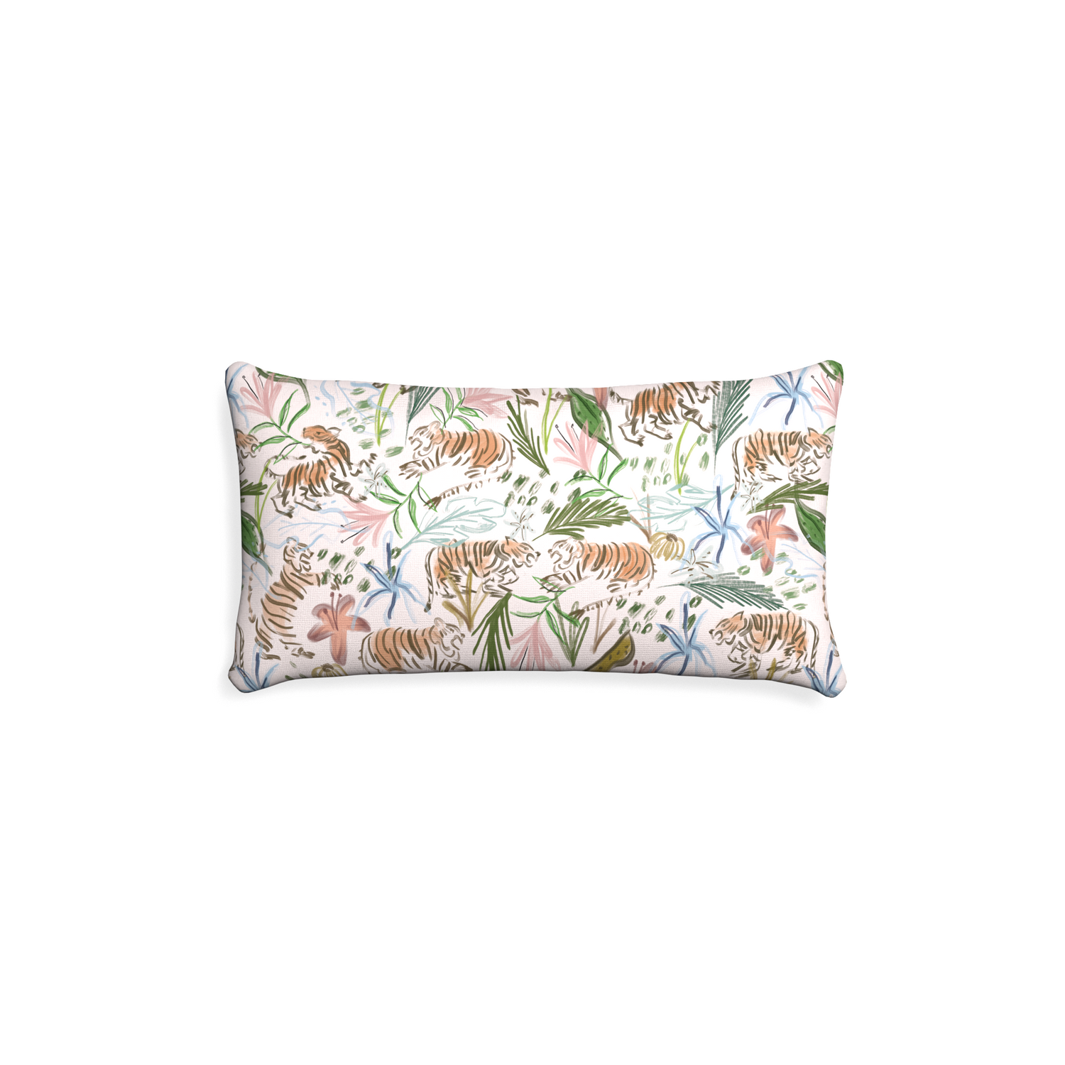 Petite-lumbar frida pink custom pink chinoiserie tigerpillow with none on white background
