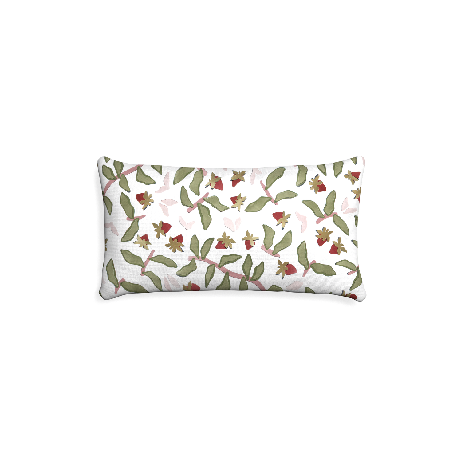 Petite-lumbar nellie custom strawberry & botanicalpillow with none on white background
