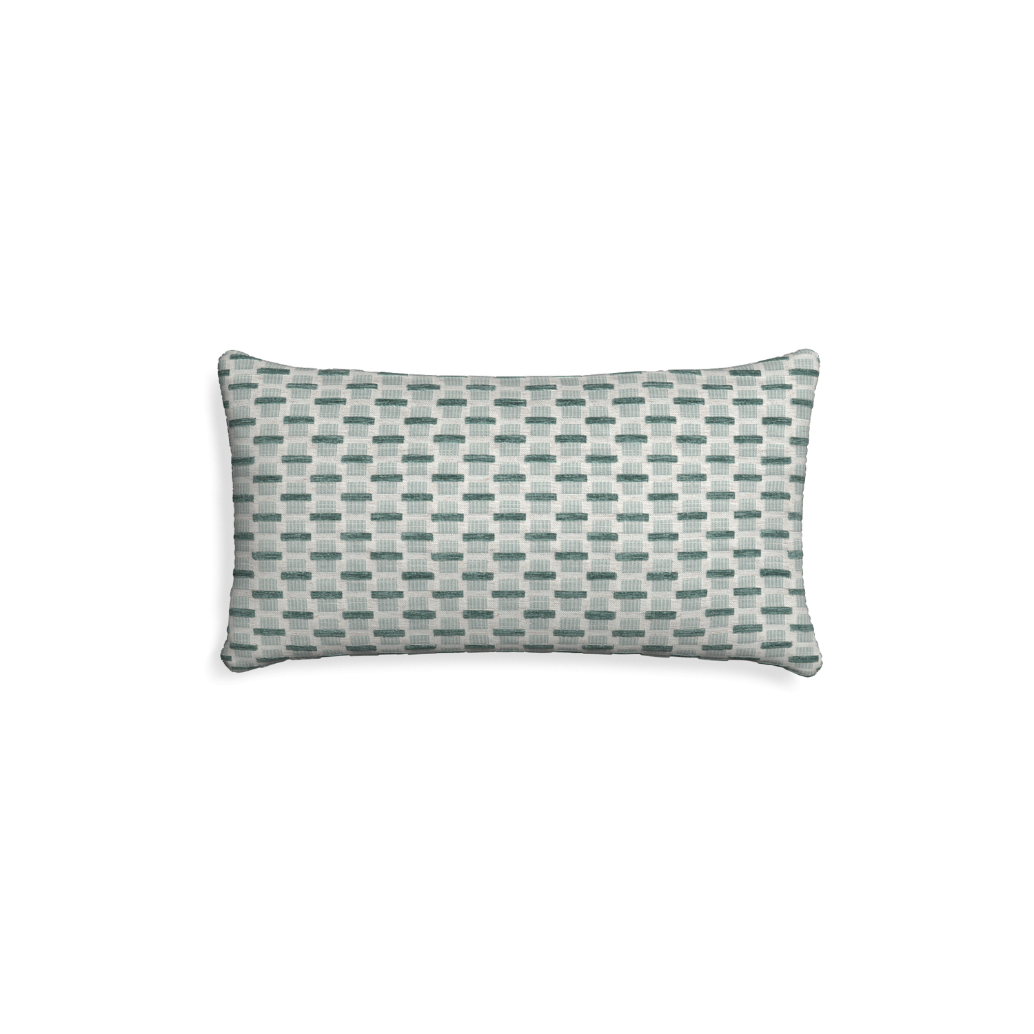 Petite-lumbar willow mint custom green geometric chenillepillow with none on white background