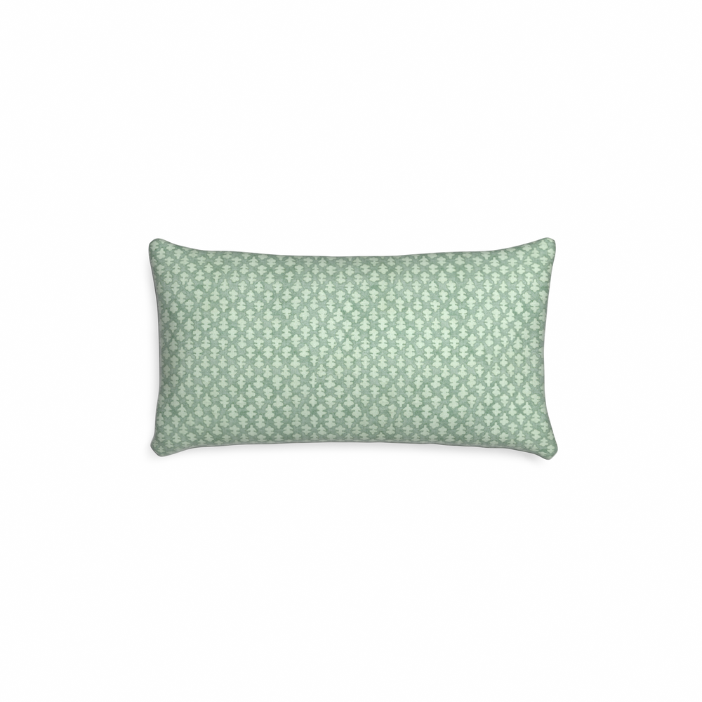 Petite-lumbar quinn celadon custom pillow with n on white background