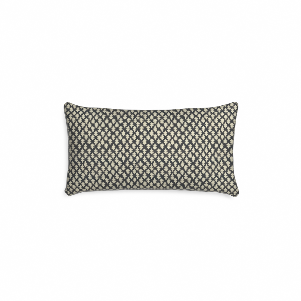 Petite-lumbar quinn charcoal custom pillow with n on white background