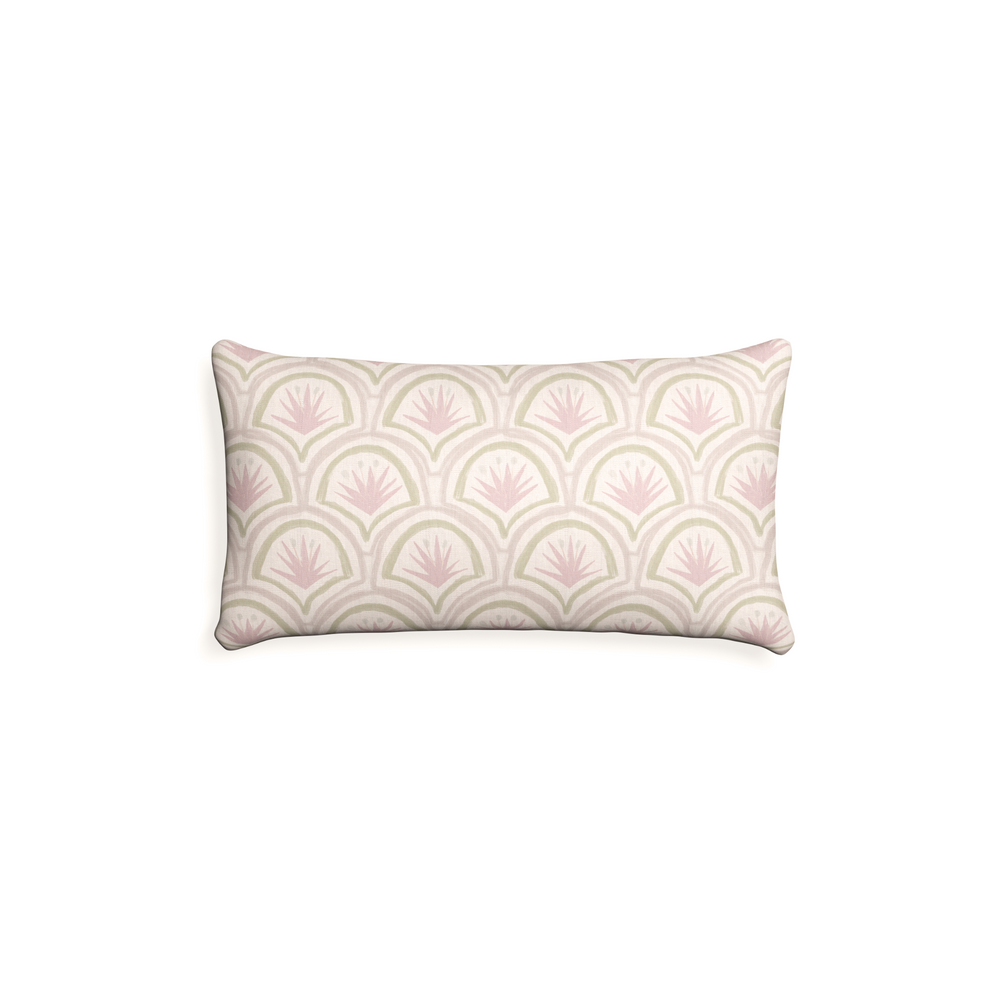 Petite-lumbar thatcher rose custom pink & green palmpillow with n on white background