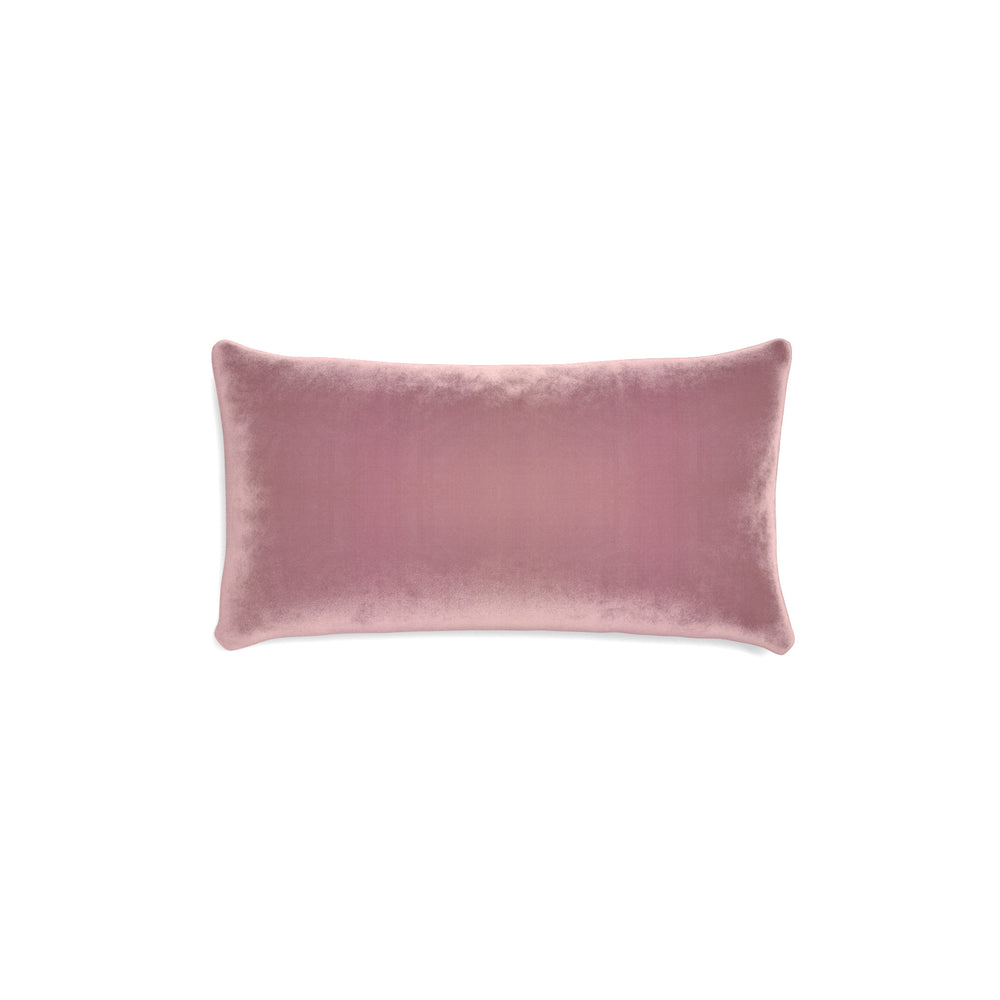 Petite-lumbar azalea velvet custom pillow with n on white background