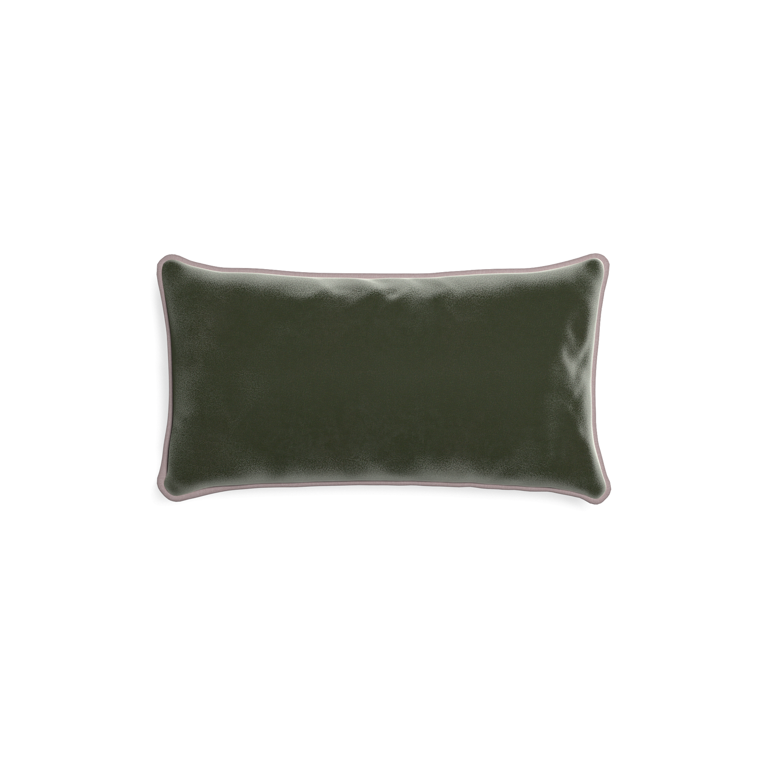 Petite-lumbar fern velvet custom fern greenpillow with orchid piping on white background