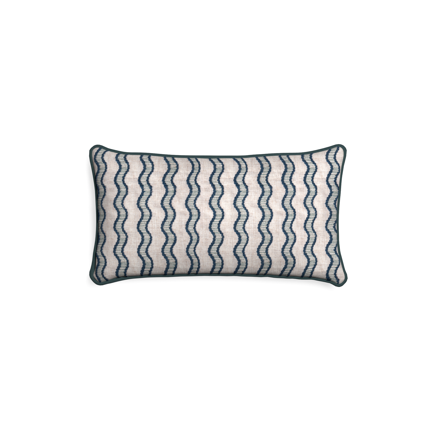 Petite-lumbar beatrice custom embroidered wavepillow with p piping on white background