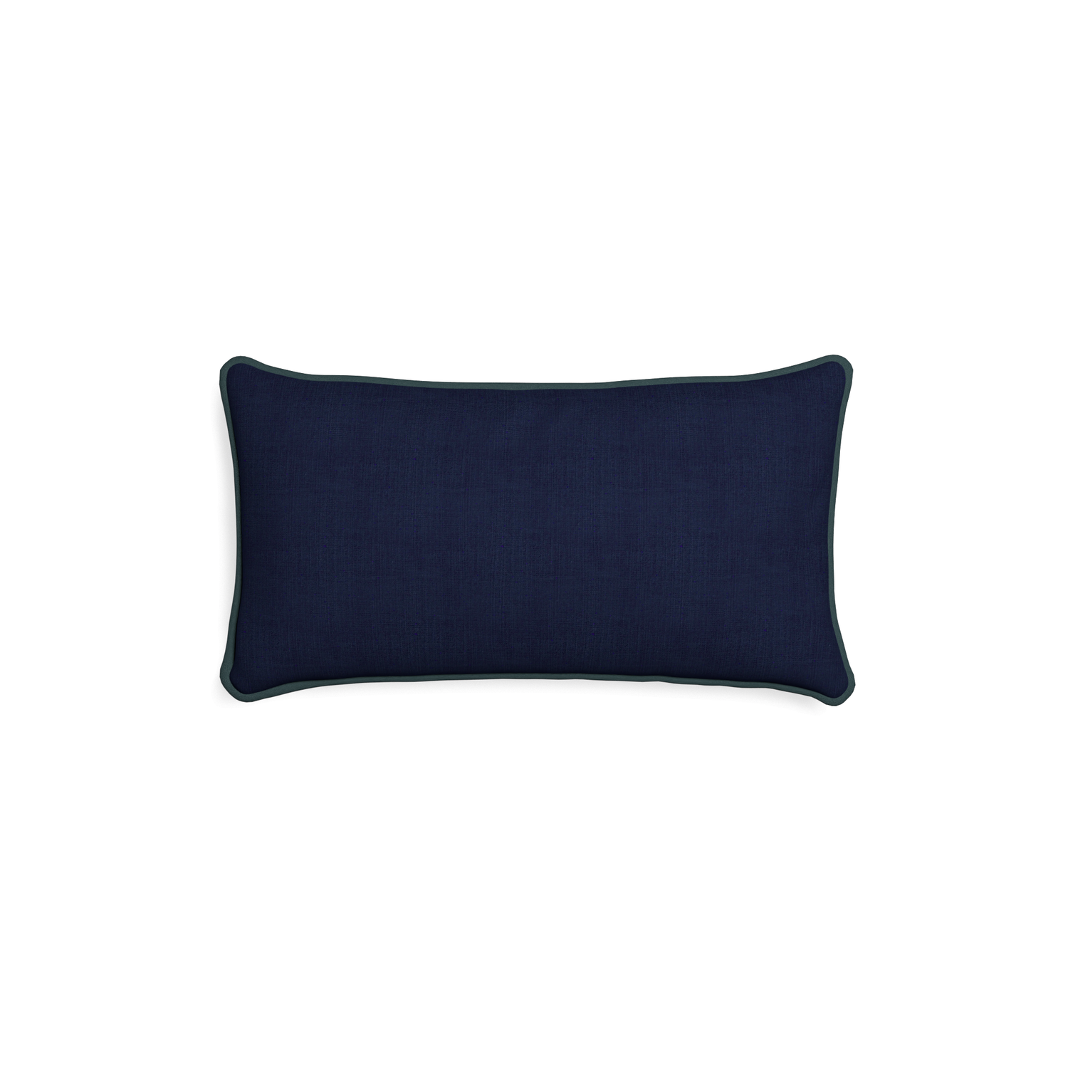 Petite-lumbar midnight custom navy bluepillow with p piping on white background