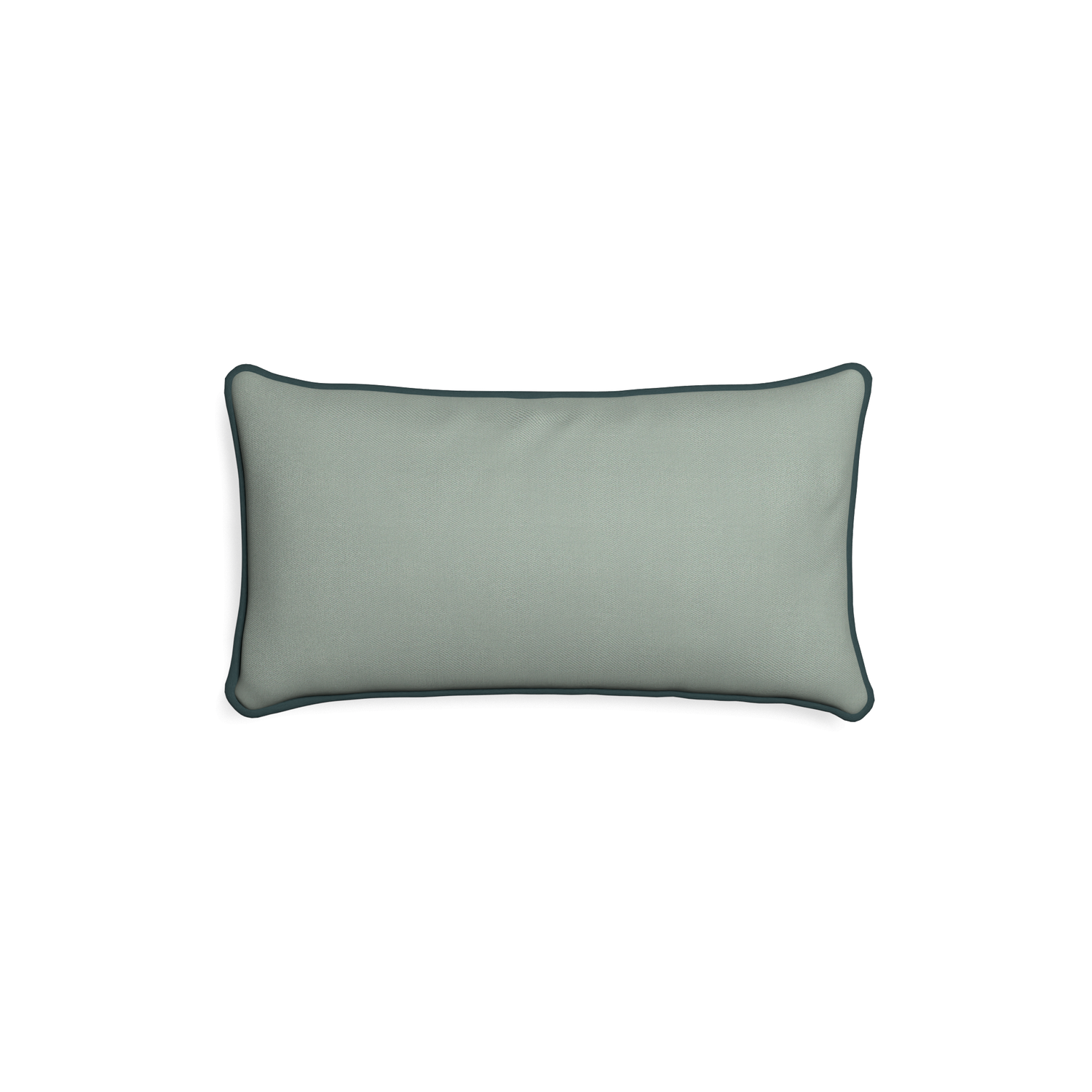 Petite-lumbar sage custom sage green cottonpillow with p piping on white background