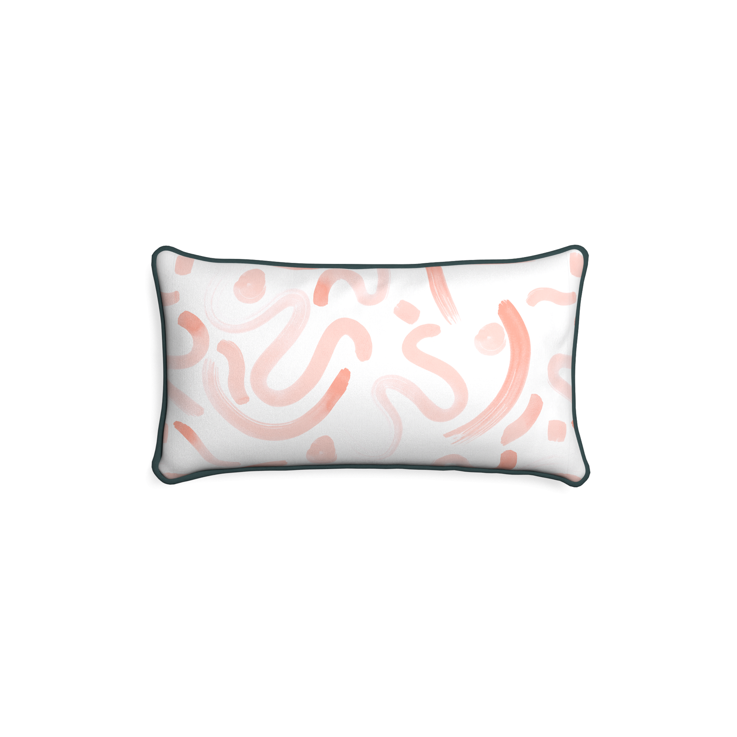 Petite-lumbar hockney pink custom pink graphicpillow with p piping on white background