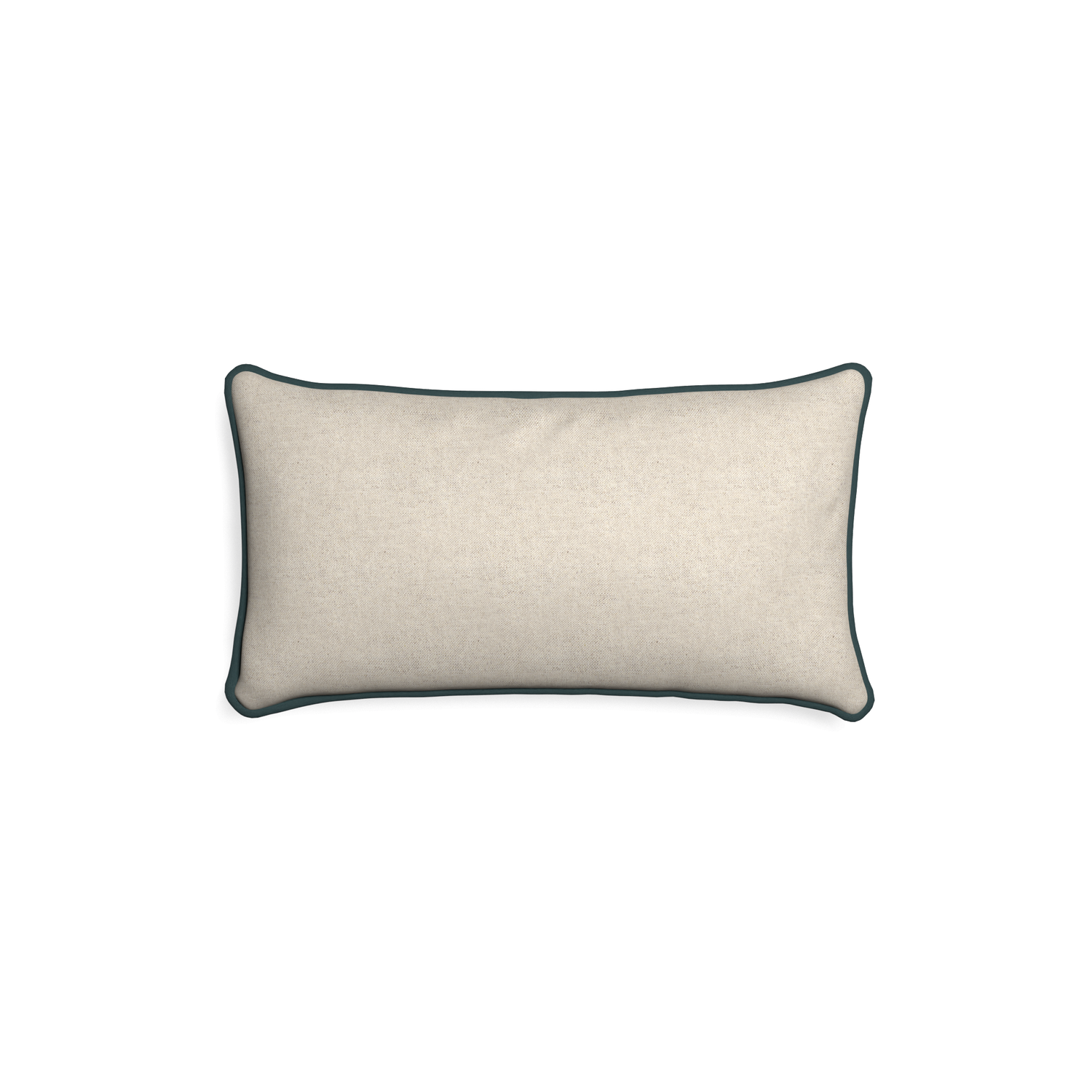 Petite-lumbar oat custom light brownpillow with p piping on white background
