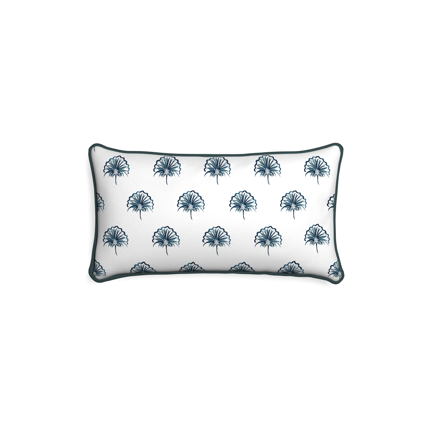 Petite-lumbar penelope midnight custom floral navypillow with p piping on white background