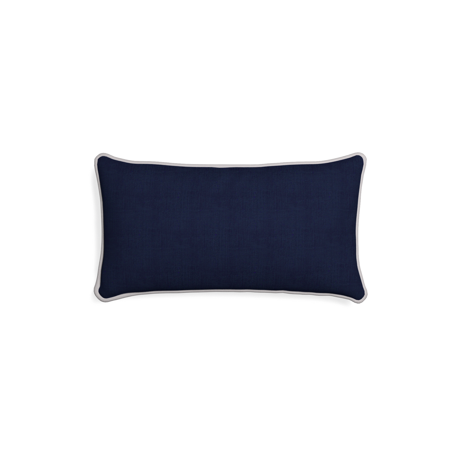 Petite-lumbar midnight custom navy bluepillow with pebble piping on white background