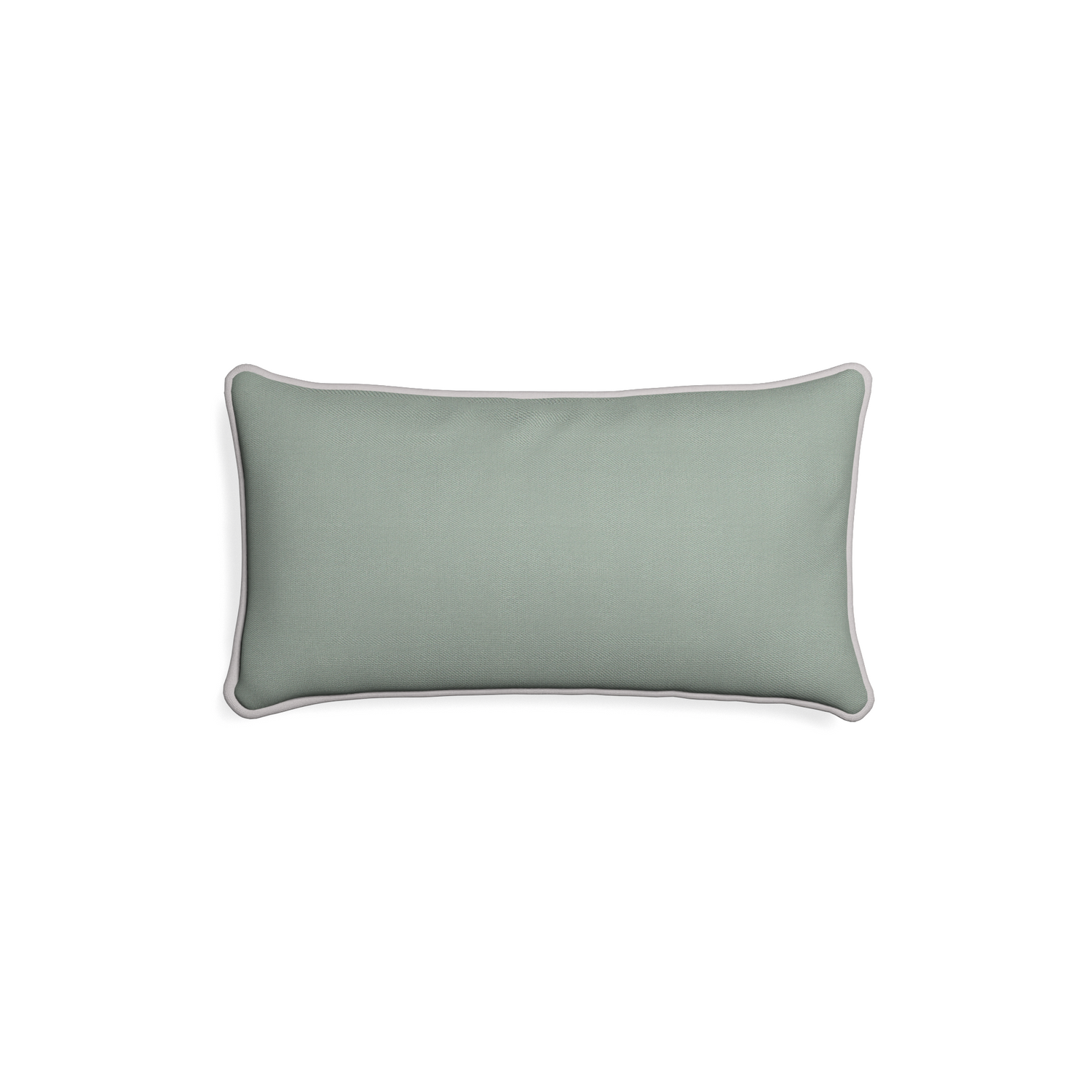 Petite-lumbar sage custom sage green cottonpillow with pebble piping on white background
