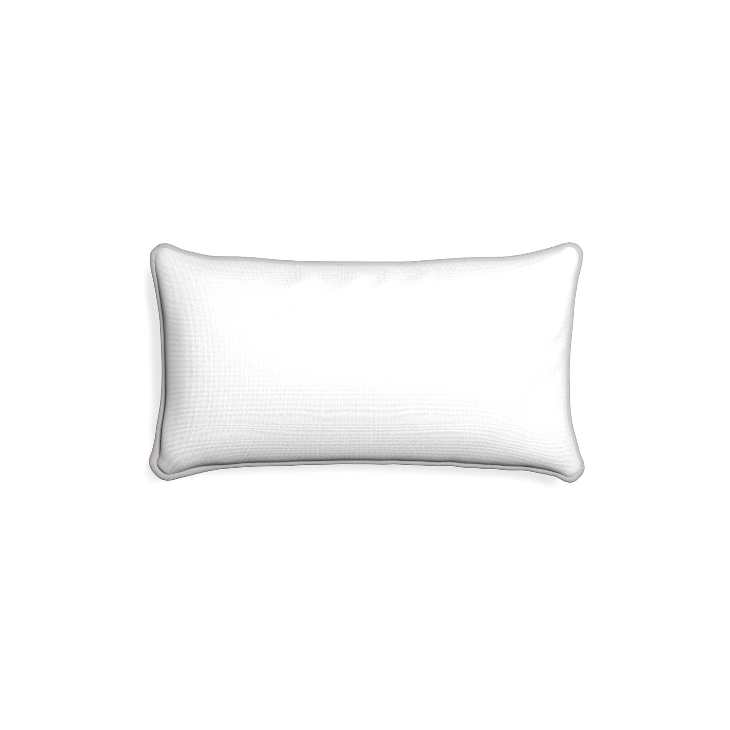 Petite-lumbar snow custom white cottonpillow with pebble piping on white background