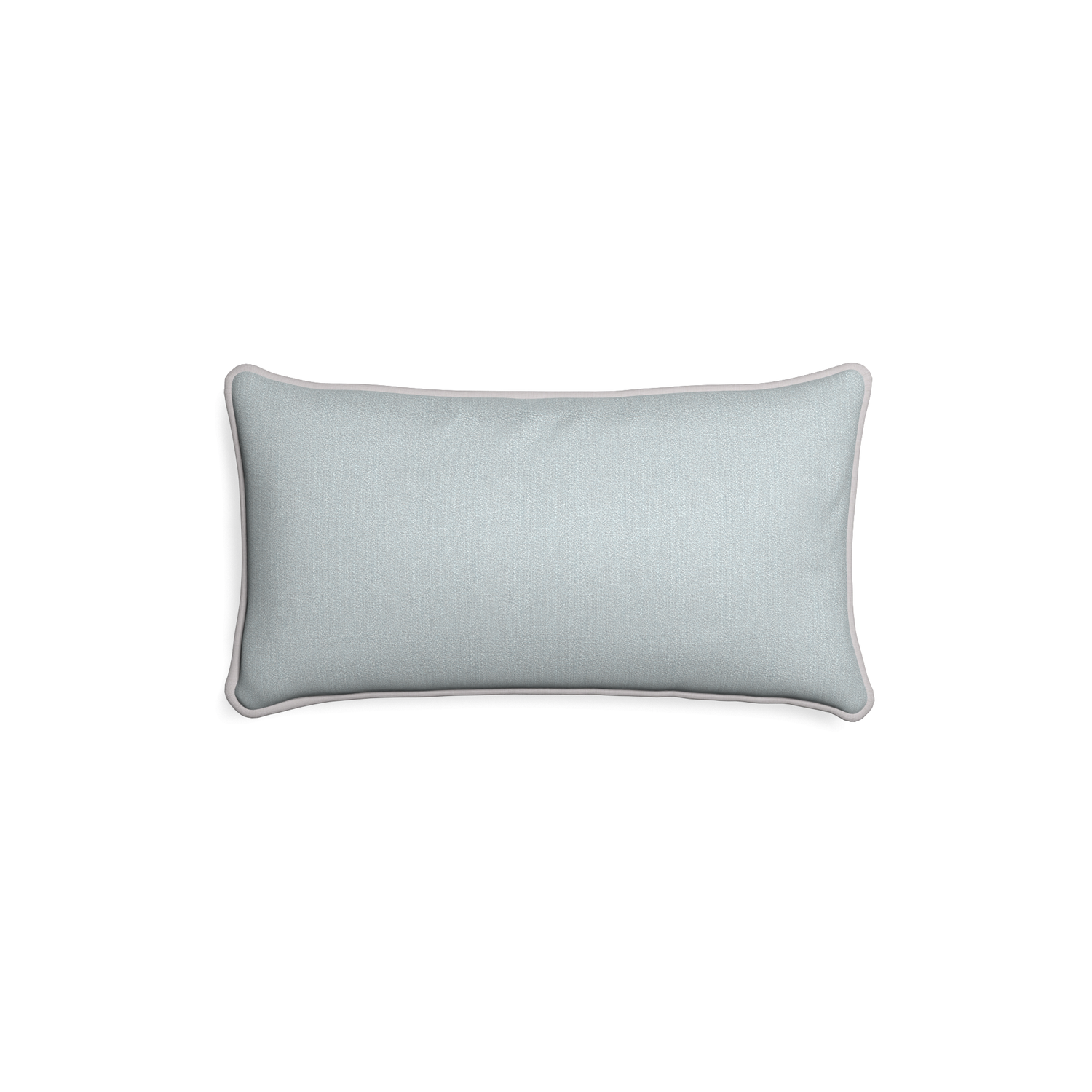 Petite-lumbar sea custom grey bluepillow with pebble piping on white background
