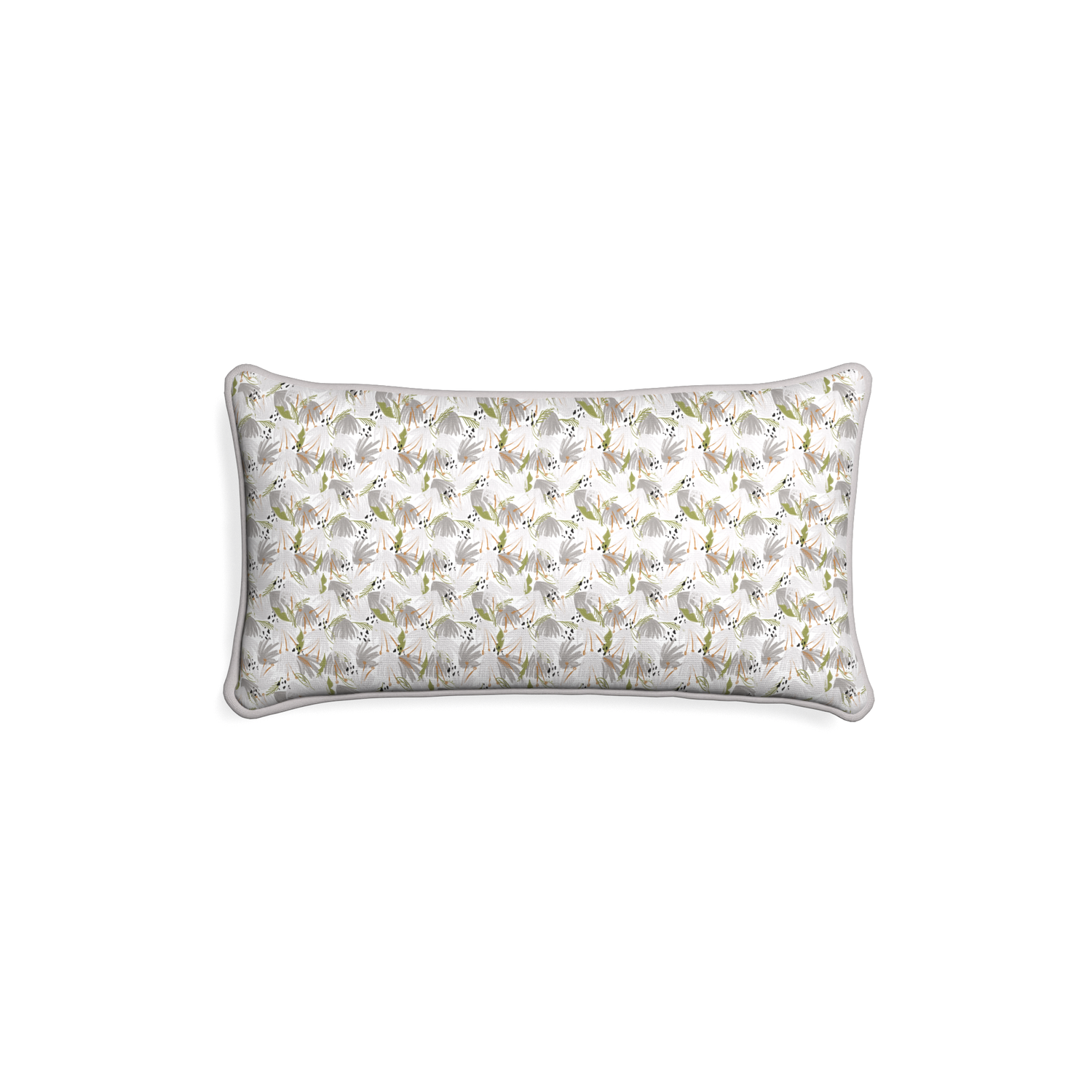 Petite-lumbar eden grey custom grey floralpillow with pebble piping on white background