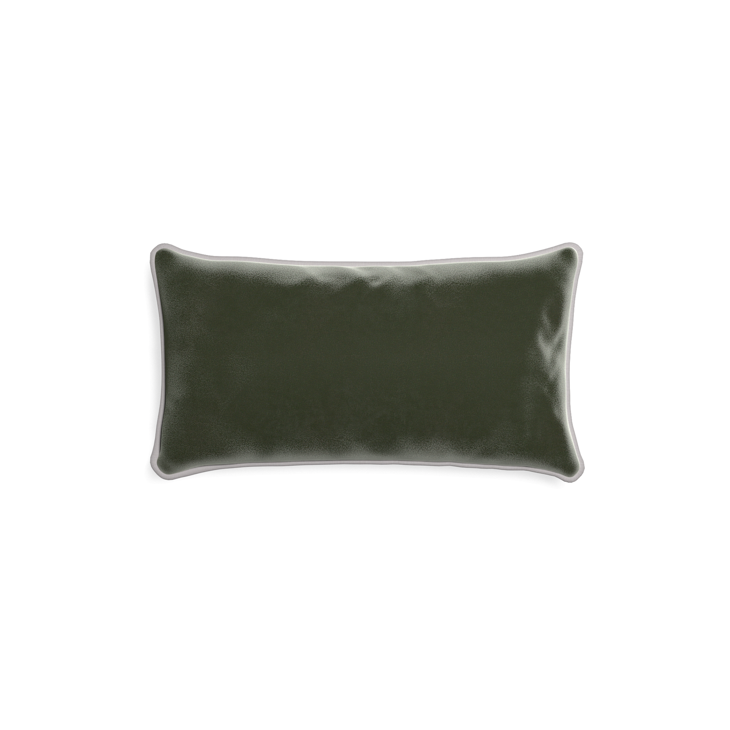 rectangle fern green velvet pillow with light grey piping