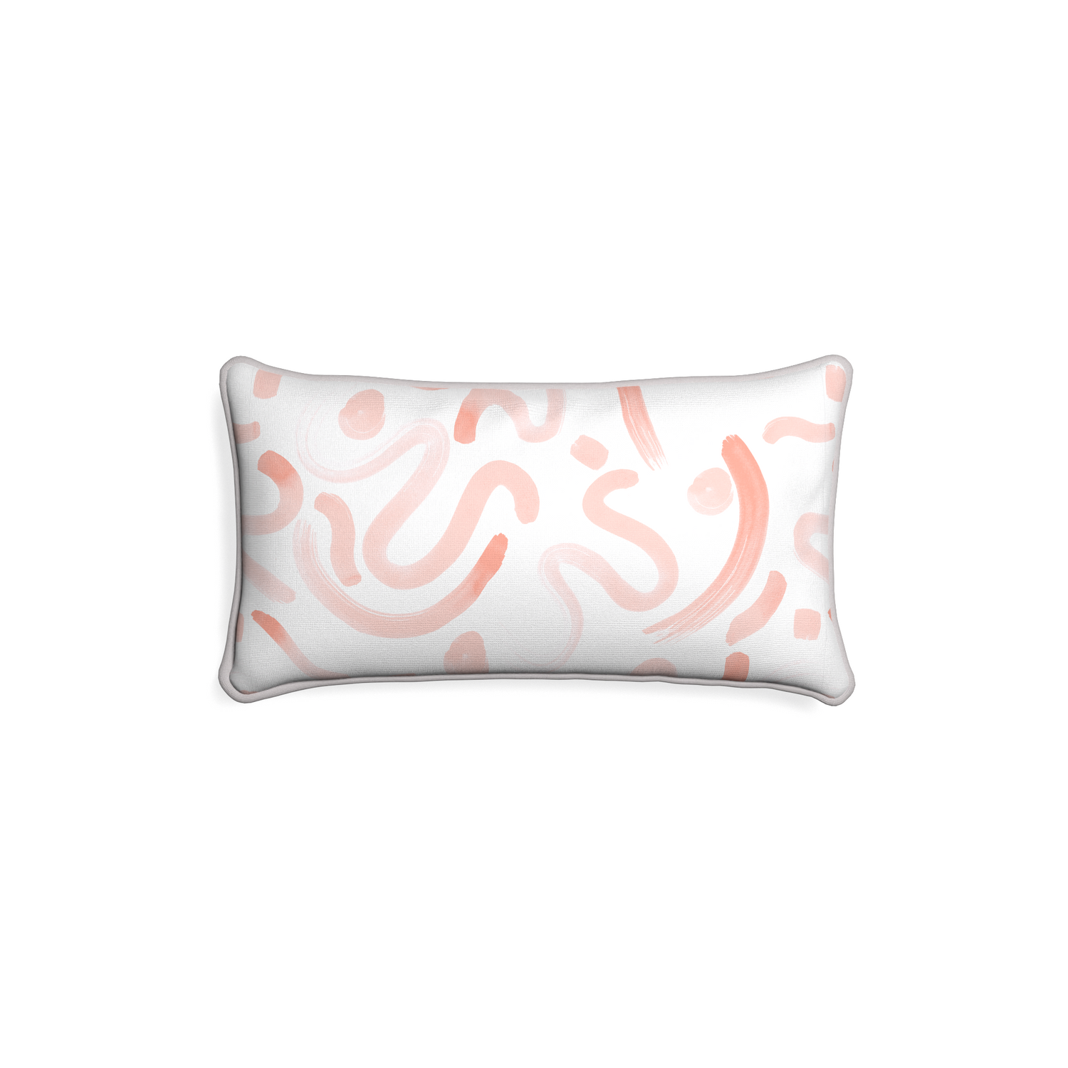 Petite-lumbar hockney pink custom pink graphicpillow with pebble piping on white background