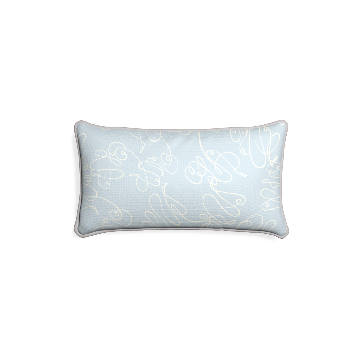 Petite-lumbar mirabella custom powder blue abstractpillow with pebble piping on white background