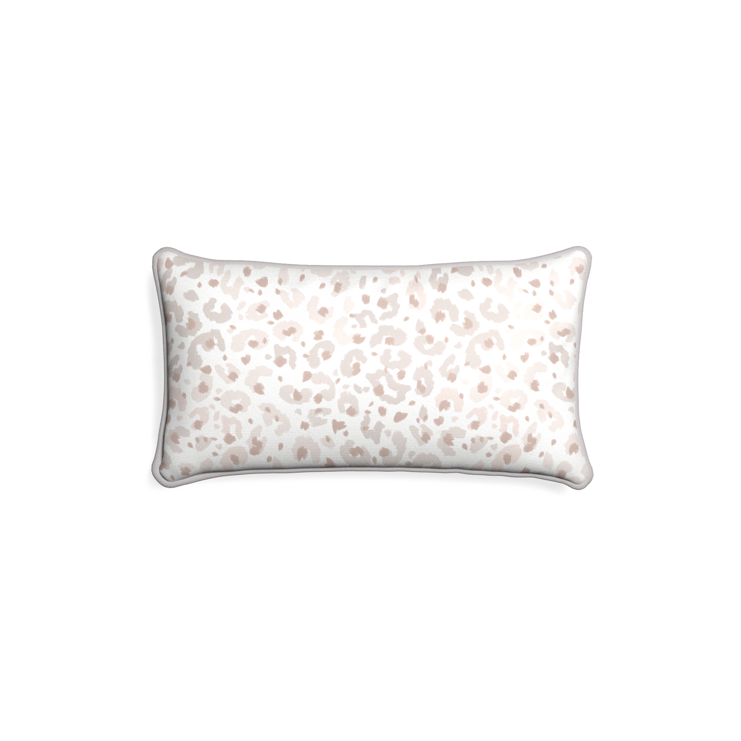Petite-lumbar rosie custom beige animal printpillow with pebble piping on white background