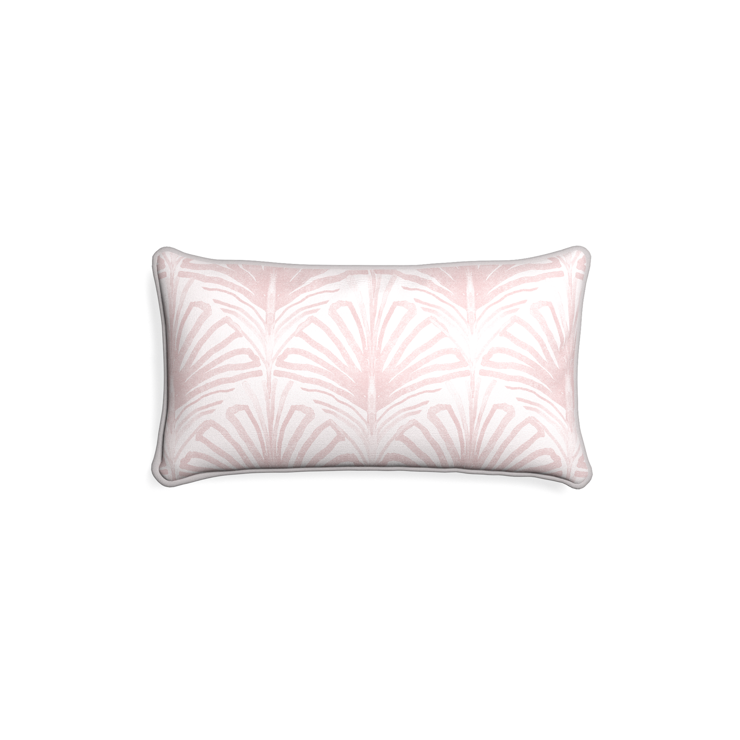 Petite-lumbar suzy rose custom rose pink palmpillow with pebble piping on white background