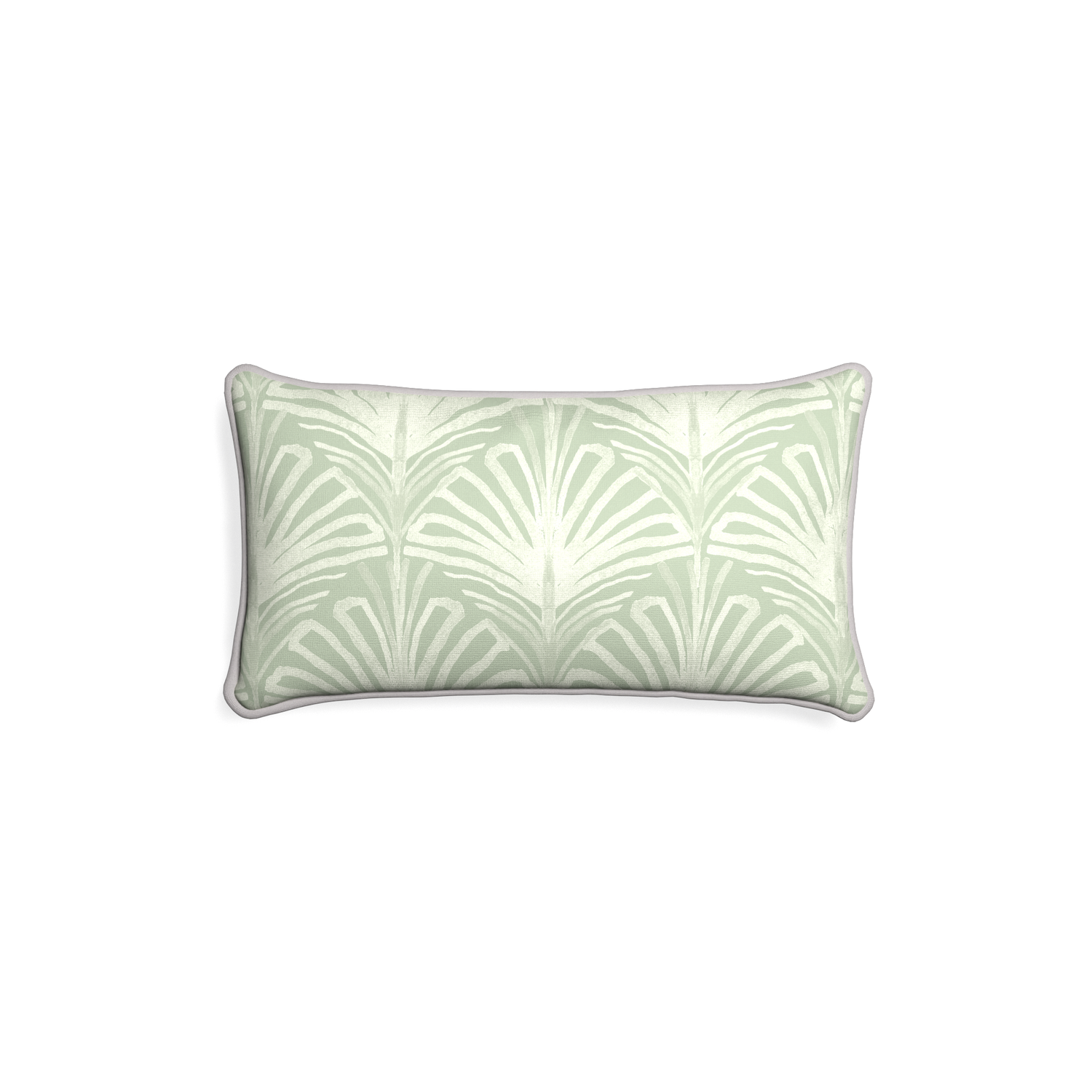 Petite-lumbar suzy sage custom sage green palmpillow with pebble piping on white background