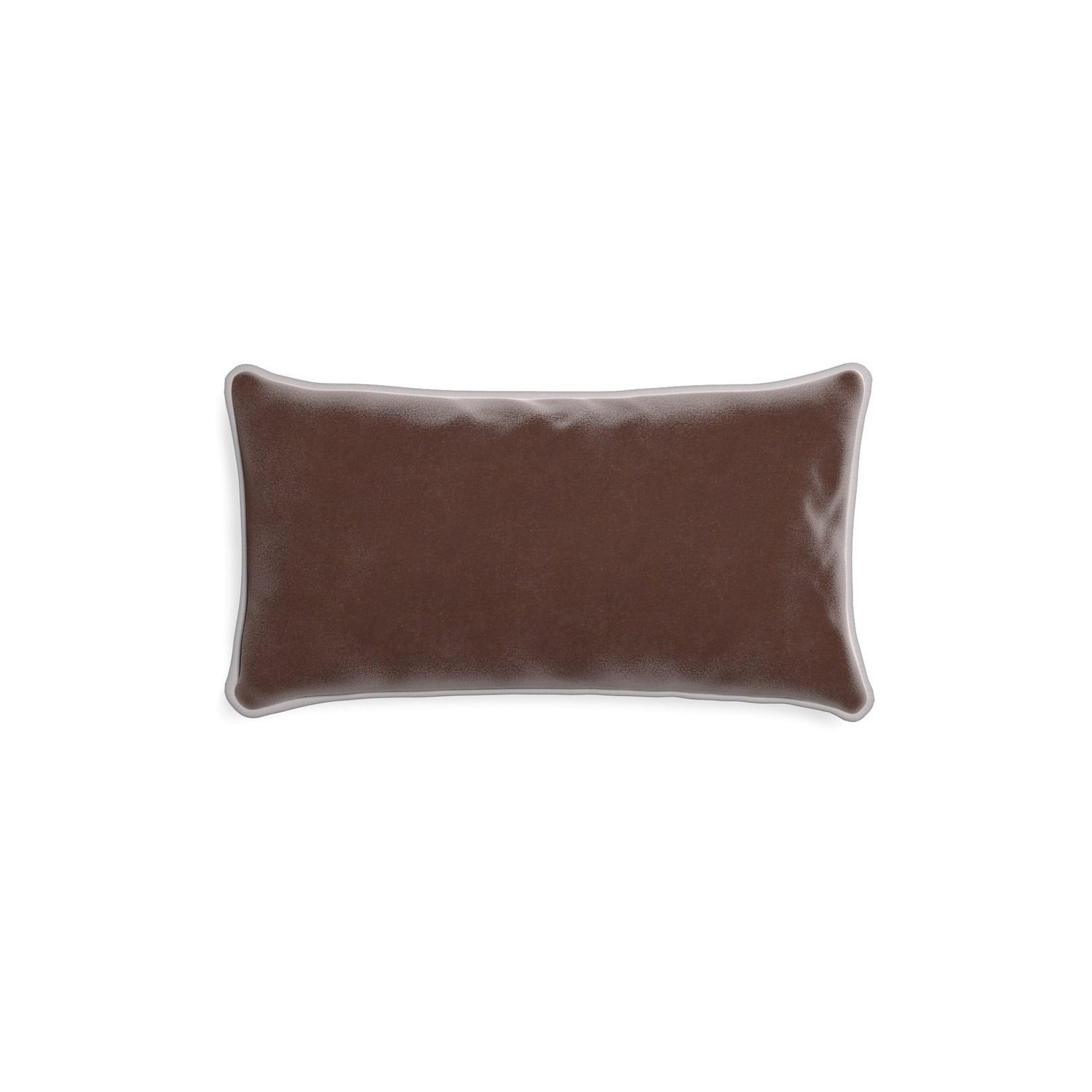 rectangle brown velvet pillow with grey piping