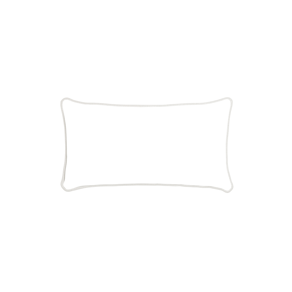 Petite-lumbar beatrice custom embroidered wavepillow with ivory piping on white background